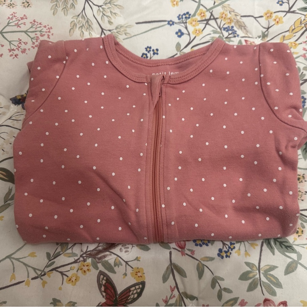 🩷PETIT LEM Pink Polka Dot Baby Onesie - 12M